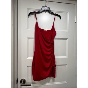 Elegant Red Draped Dress